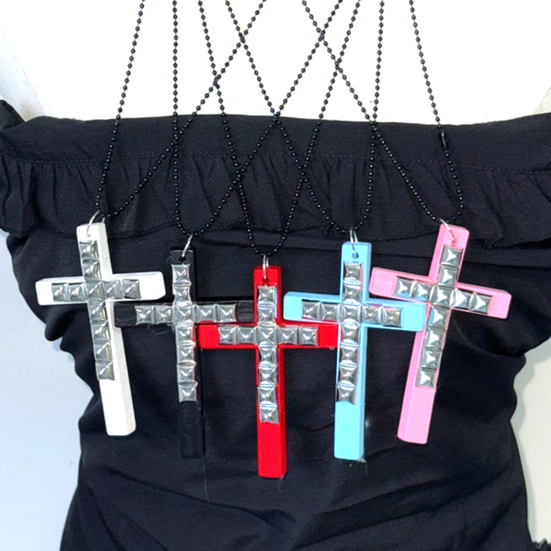 Women'S Accessories In The 90S - Goth Jewelry Wooden Pink Srivet Cross