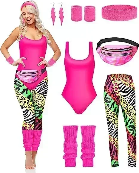 Women'S Accessories In The 90S - 7 Pcs 80s Fancy Workout Costume