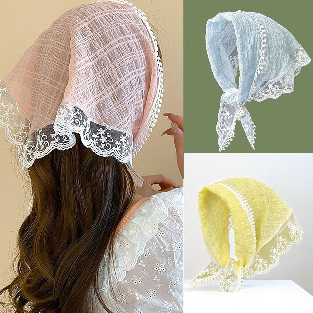 Women Accessories Photos - Sweet Gentle Lace Hair Scarf Triangular