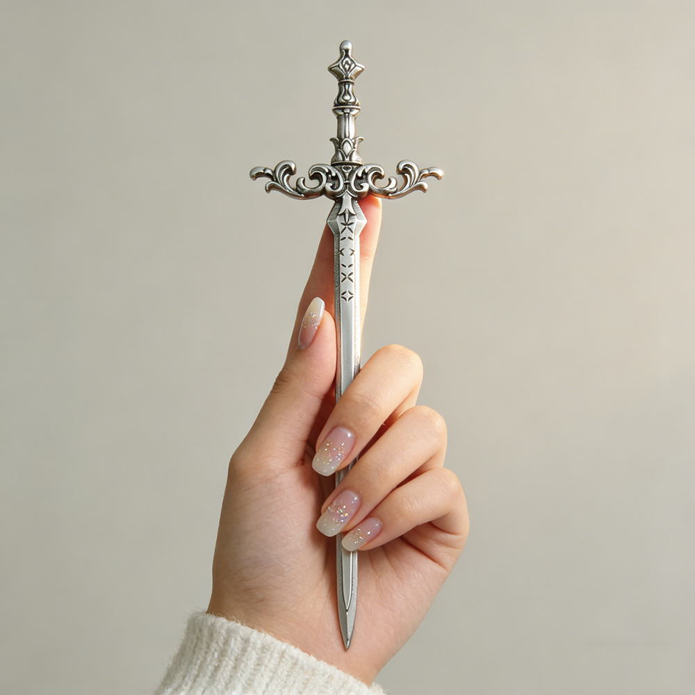 Women'S Accessories Designer - 1pc Silver-Tone Sword Hair Stick Ornate