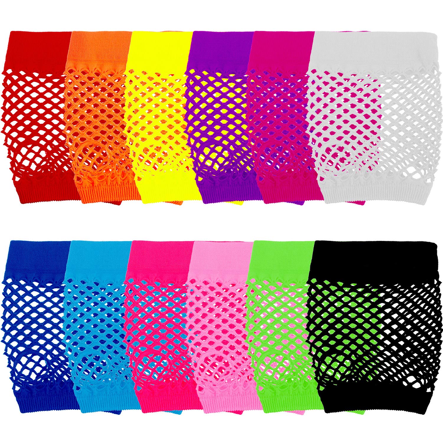 Women'S Accessories In The 90S - 24 Pairs Fingerless Fishnet Neon Gloves