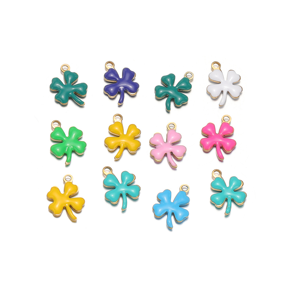 Women Accessories Bracelet - 20pcs Stainless Steel Enamel Clover Flower