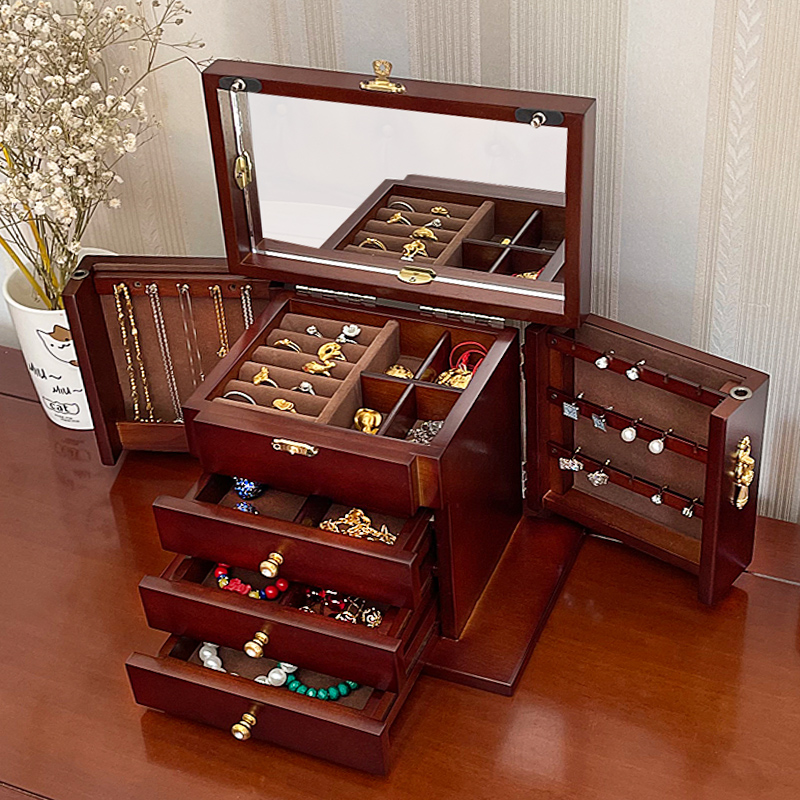 Wood Jewelry Box Velvet Drawer - огляд і ціна Women Accessories Drawer